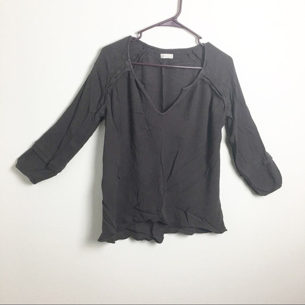GXF v neck keyhole Blouse Dark Brown Small